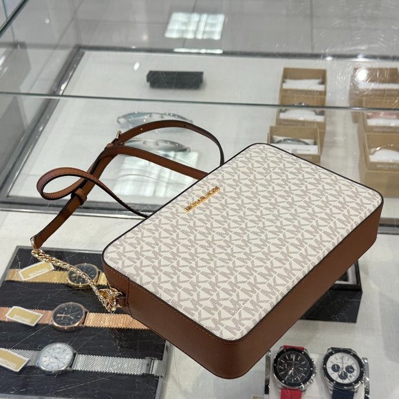 Michael Kors Jet Set Item Crossbody Bag + Card Case Wallet Landyard MK Vanilla - Picture 6 of 14